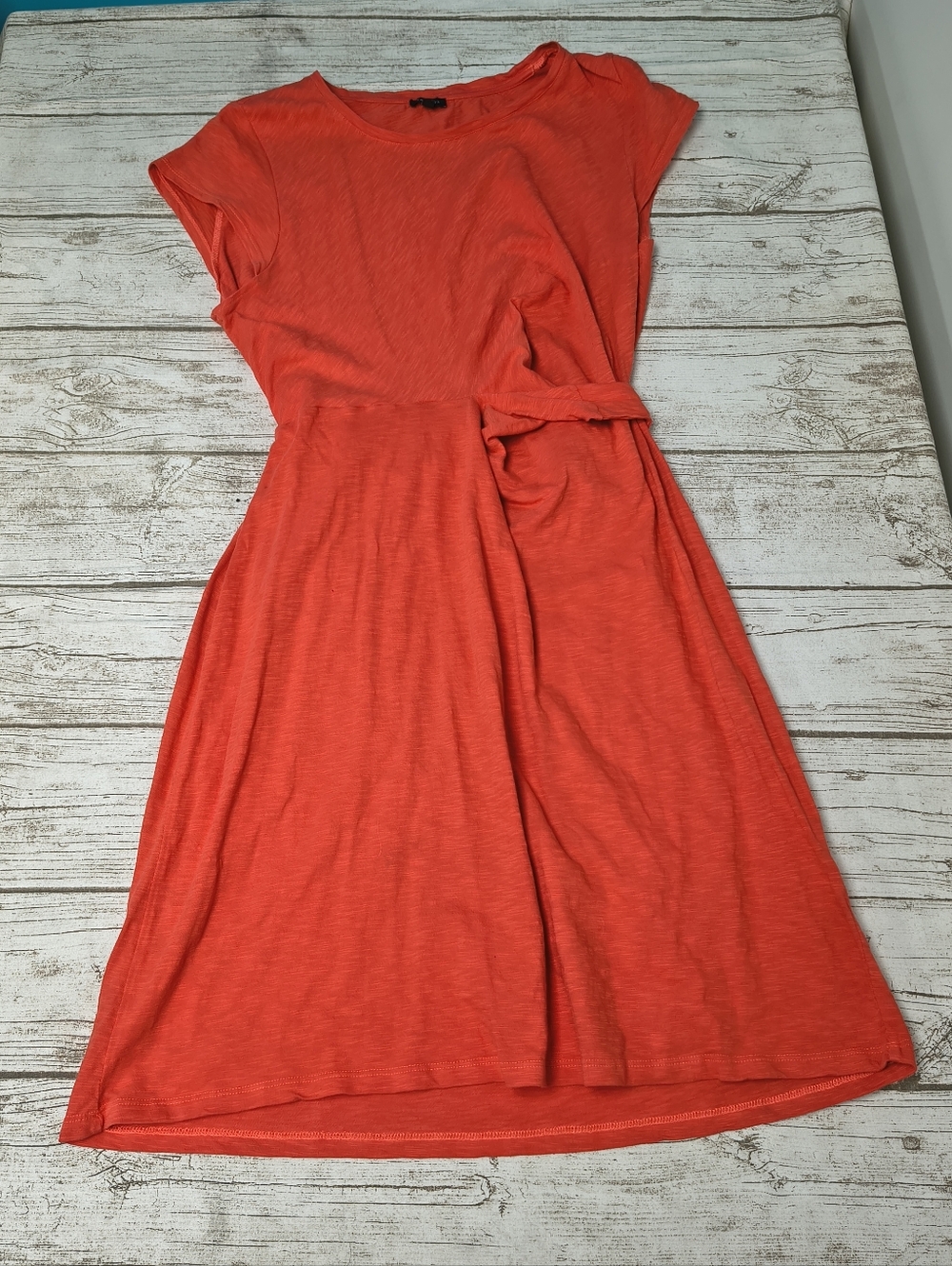 Talbots Orange Tie Waist Mid Length Cotton Summer Dress Size XL